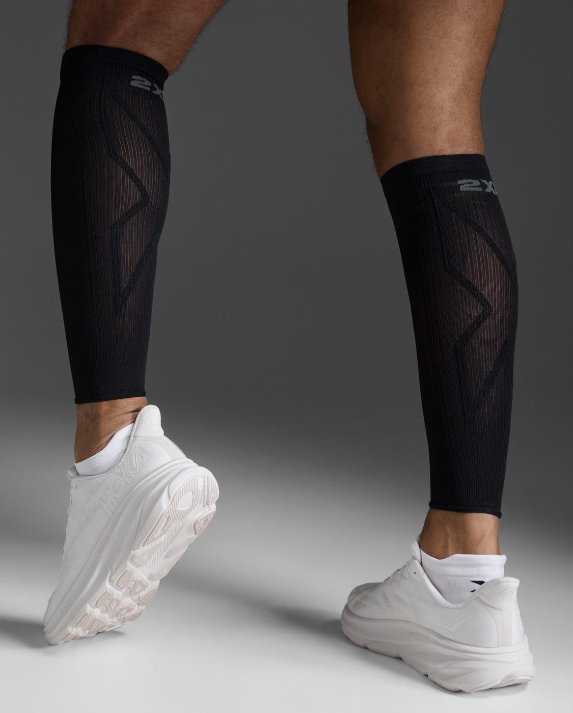 thumbnail image 2 of 2x Calf Compression Sleeves – Leg Support For Running, Shin Splints, Varicose Veins – Silver/Black 2 of 6