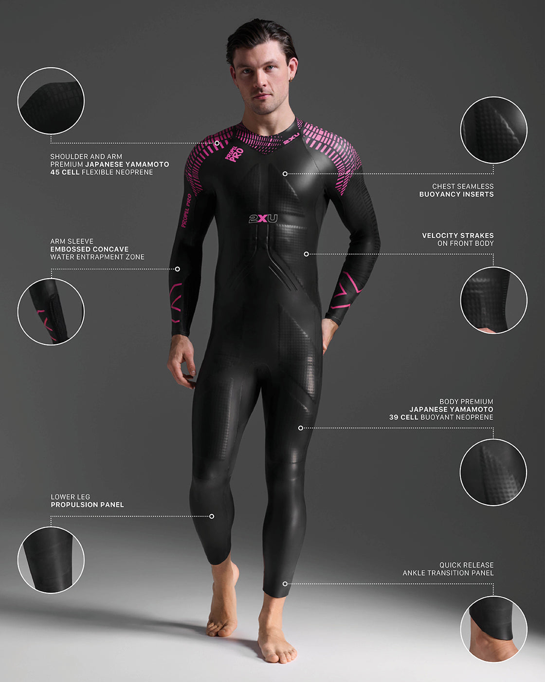 Mens Propel: Pro Wetsuit Black & Silver | Triathlon & Open