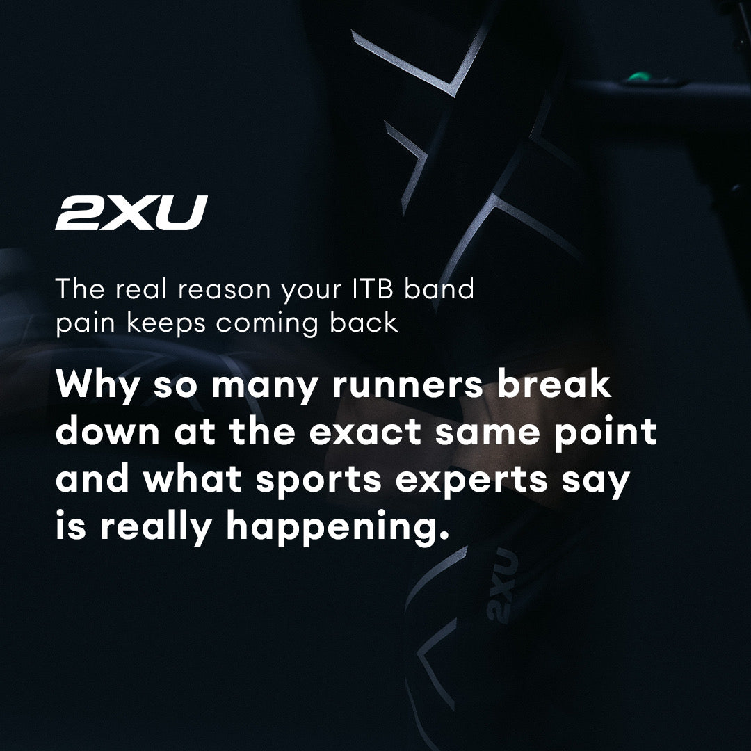 2XU compression tight on a runner's leg, over the line: the real reason your IT band pain keeps coming back