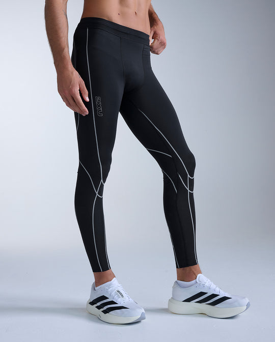 2XU Light Speed Kinesis Compression Tights in Black/Black Reflective