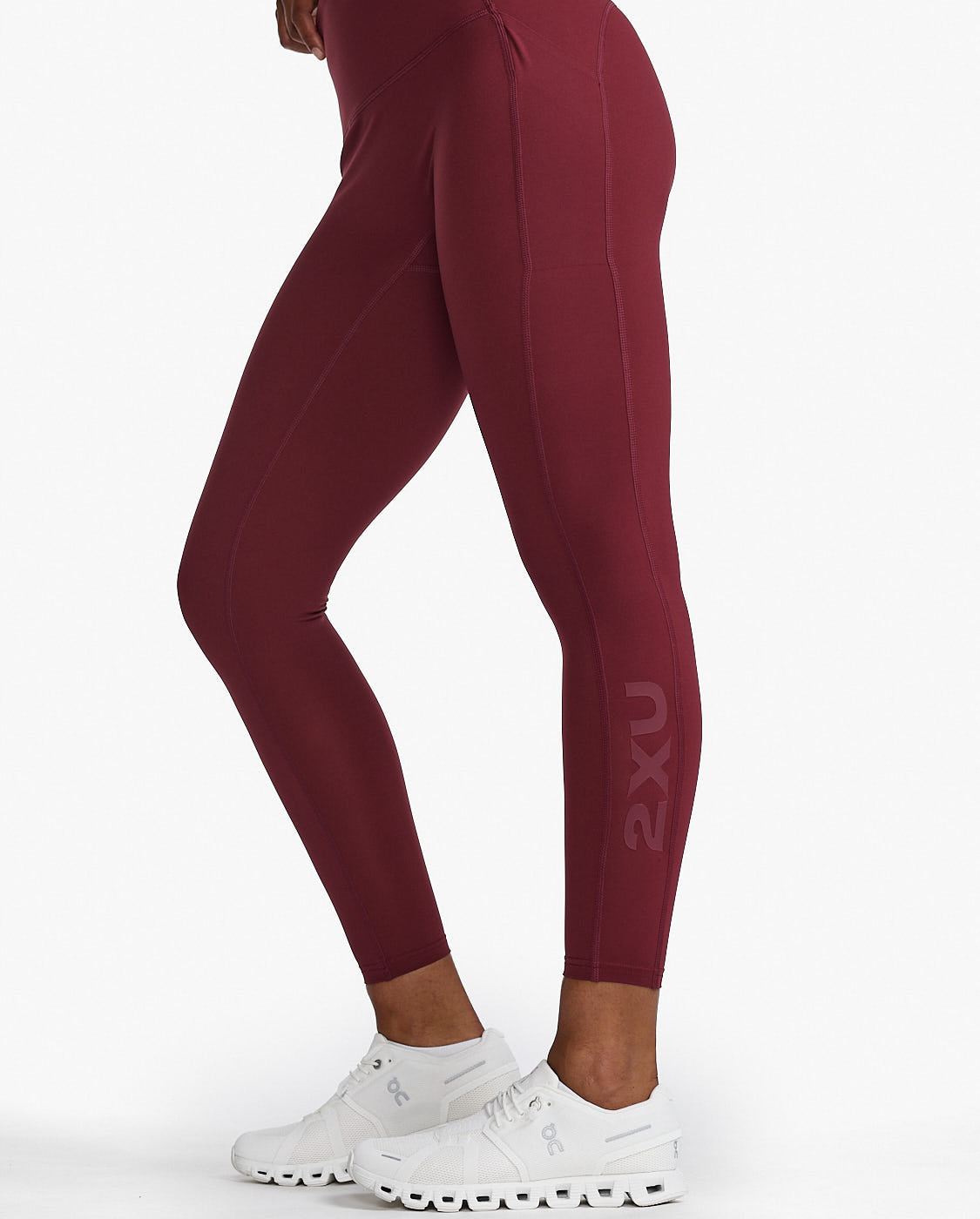 EMFURE Burgundy Women's Sports Tights Double Pocket Firming Tights