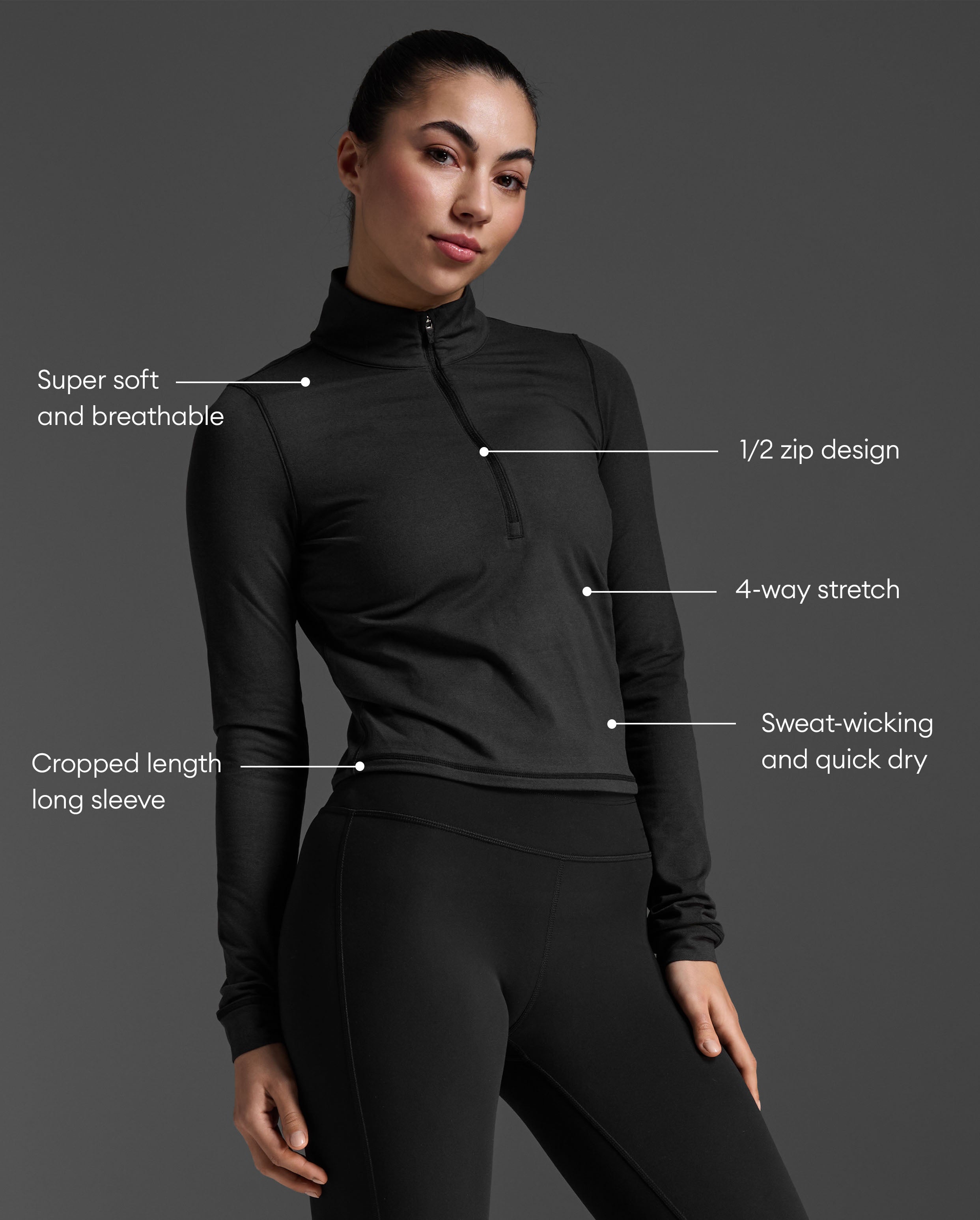 Flex Crop 1/2 Zip Long Sleeve
