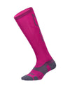 Vectr Light Cushion Full Length Compression Socks - Hot Pink/Grey