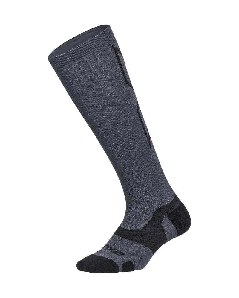 Vectr Light Cushion Full Length Compression Socks, Titanium/Black