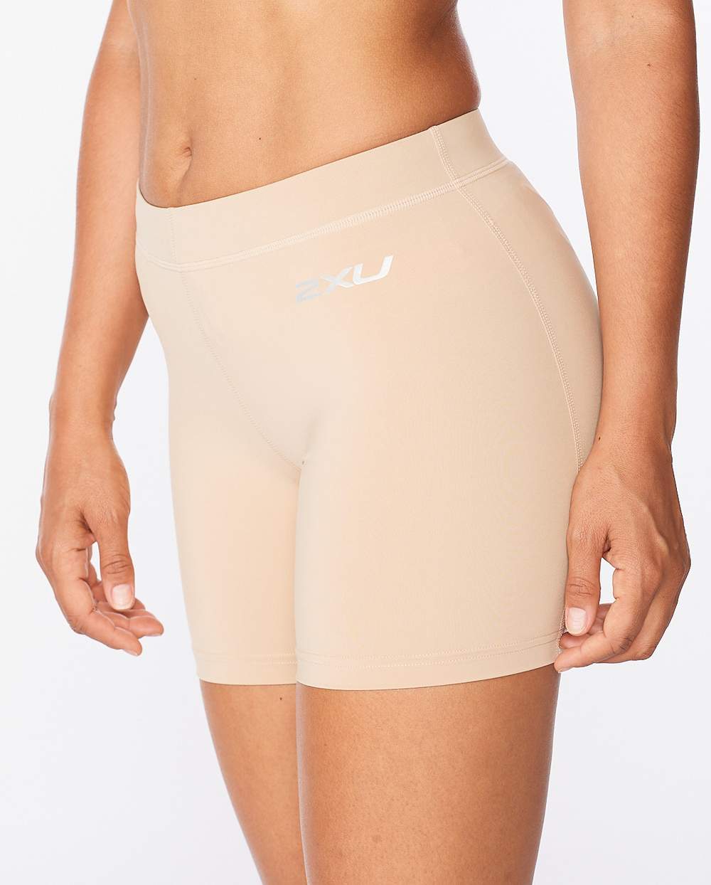 Core Compression 5 Inch Game Day Shorts, Beige/Silver