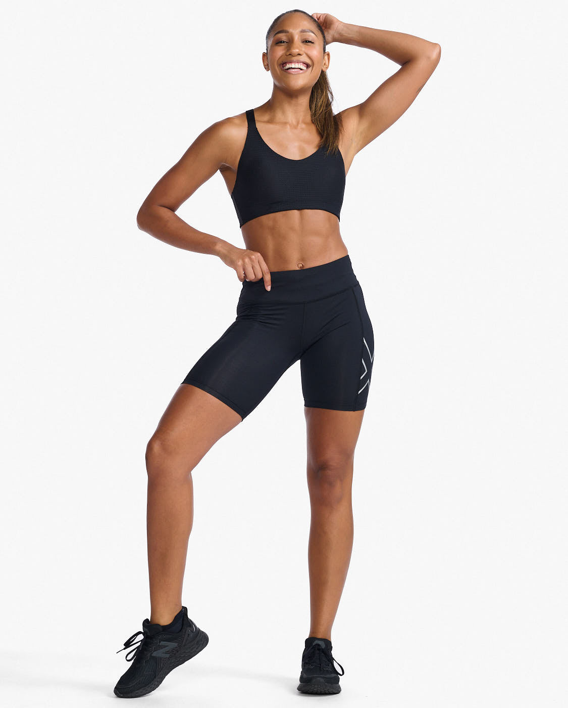 4.1 Women's MID Compression Shorts-MID Rise 2 Way-Stretch XO